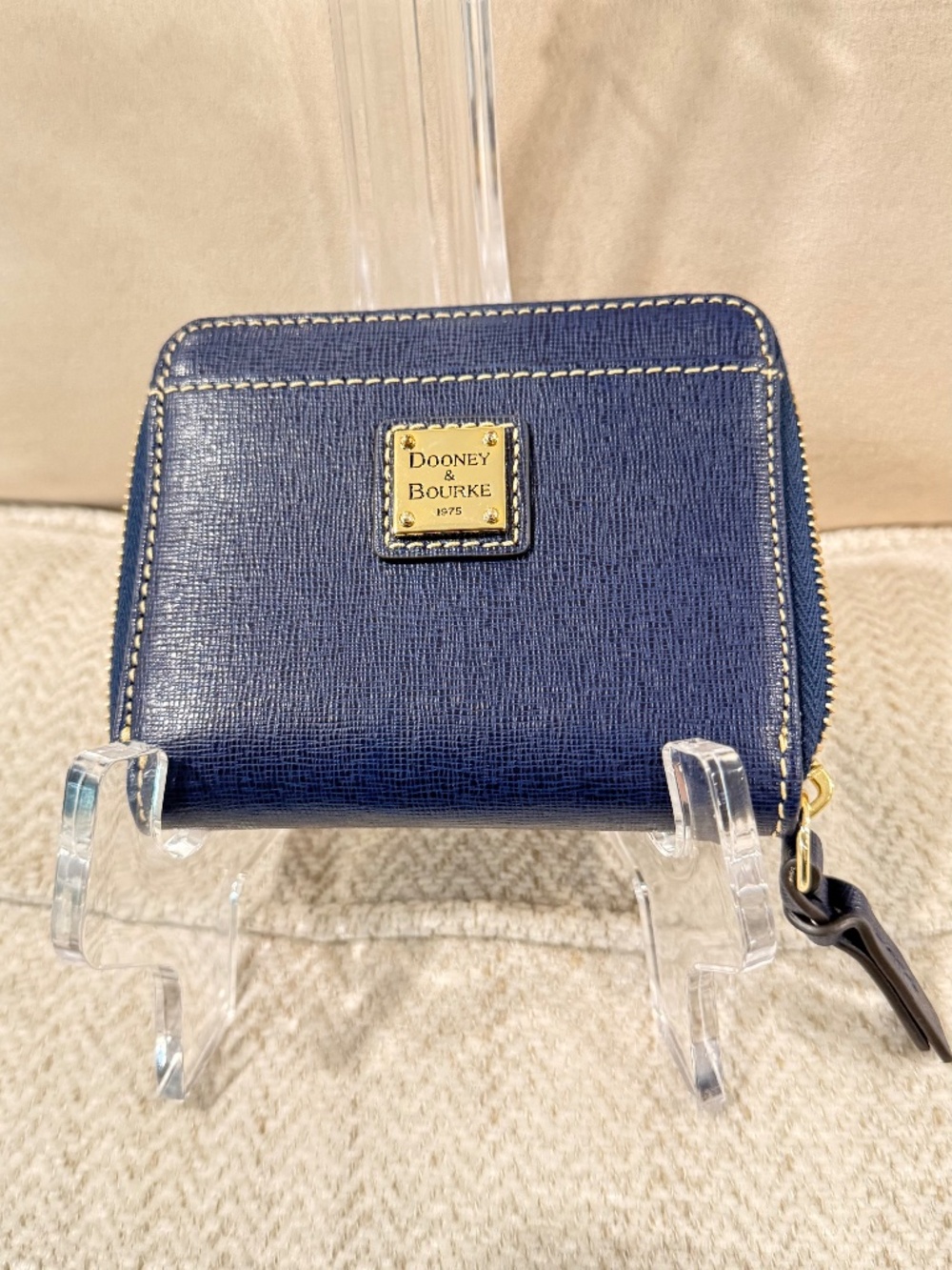 Dooney Blue Zip-Around Leather Small Wallet